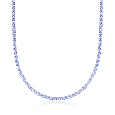 Ross-simons Tanzanite Tennis Necklace In Sterling Silver In Multi