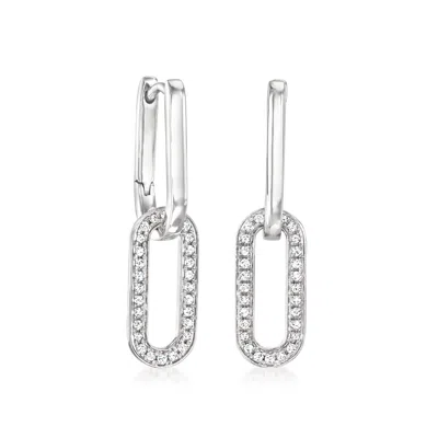 Rs Pure By Ross-simons Diamond Paper Clip Link Removable Drop Earrings In Sterling Silver In White