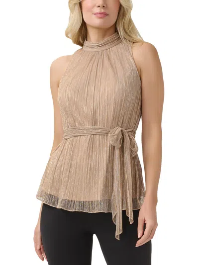 Shop Adrianna Papell Womens Metallic Pleated Halter Top In Multi