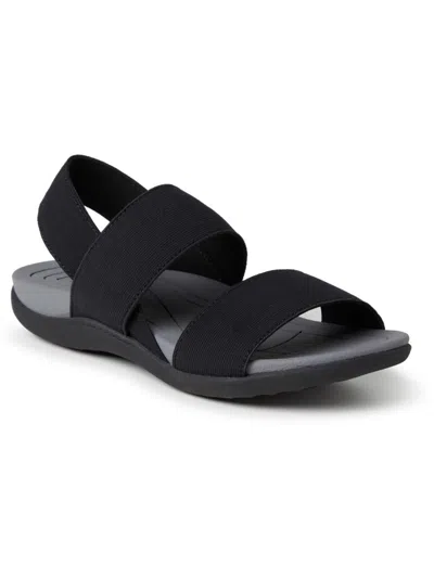 Shop Dearfoams Womens Metallic Open Toe Slingback Sandals In Black