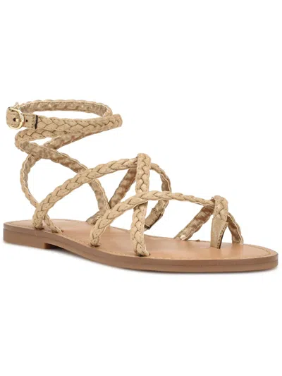 Shop Nine West Wncoralin2 Womens Dressy Lifestyle Strappy Sandals In Gold