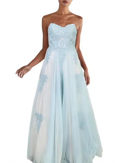 Shop Tlc Say Yes To The Prom Juniors Womens Sleeveless Embellished Formal Dress In Blue