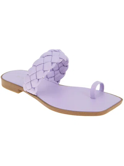Shop Bcbgeneration Letti Womens Faux Leather Woven Slide Sandals In Purple