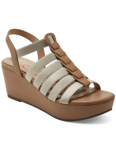 Shop Easy Spirit Avinna Womens Faux Leather Strappy Platform Sandals In Gold
