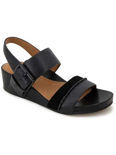 Shop Gentle Souls By Kenneth Cole Giulia Womens Leather Slip On Wedge Sandals In Black