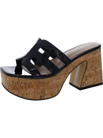 Shop Sam Edelman Dev Womens Patent Espadrille Platform Sandals In Black