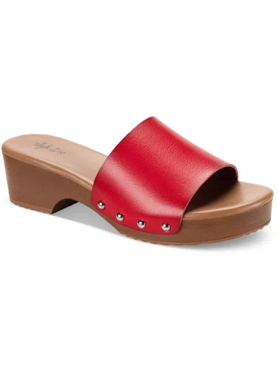 Shop Style & Co Devieep Womens Faux Leather Slip On Block Heel In Red