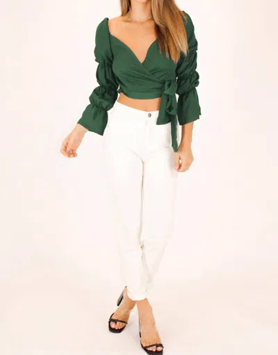 Shop Idem Ditto Marie Sleeve Wrap Top In Forest Green