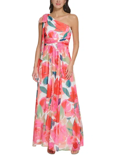 Shop Eliza J Womens Chiffon Floral Evening Dress In Multi