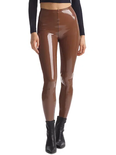 Shop Commando Womens Leather Ankle Leggings In Brown