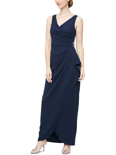 Shop Slny Womens Knit Tulip Hem Evening Dress In Blue
