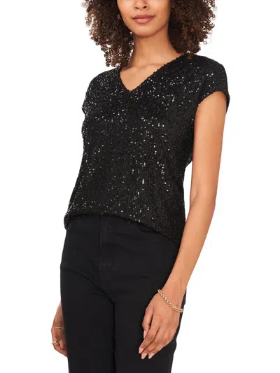 Shop Vince Camuto Womens Sequined Cap Sleeve Blouse In Black
