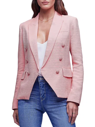 Shop L Agence Womens Office Career Double-breasted Blazer In Pink