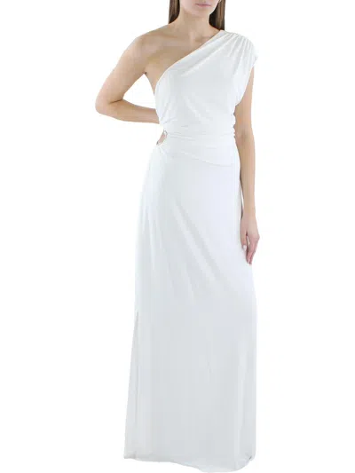 Shop Bcbgmaxazria Womens One Shoulder Cut-out Evening Dress In White