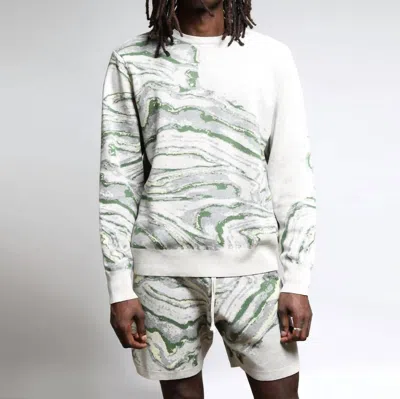 Twenty Montreal Azurite Color Spill Sweater Shorts In Beige/sage In Multi