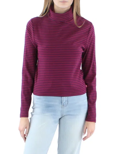 Shop Levi's Plus Womens Cotton Striped Turtleneck Top In Purple
