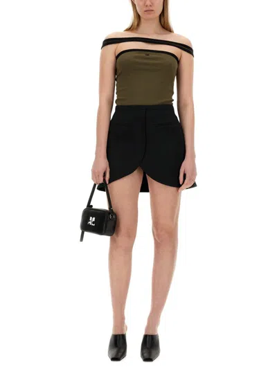 Shop Courrèges "ellipse" Mini Skirt In Black
