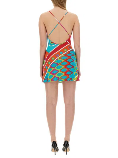 Shop Pucci Mini Dress With "vivara" Print In Multicolour