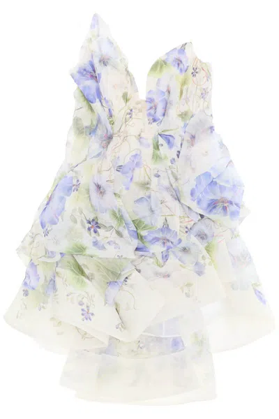 Shop Zimmermann Floral Draped Nature-inspired Dress In Multicolor