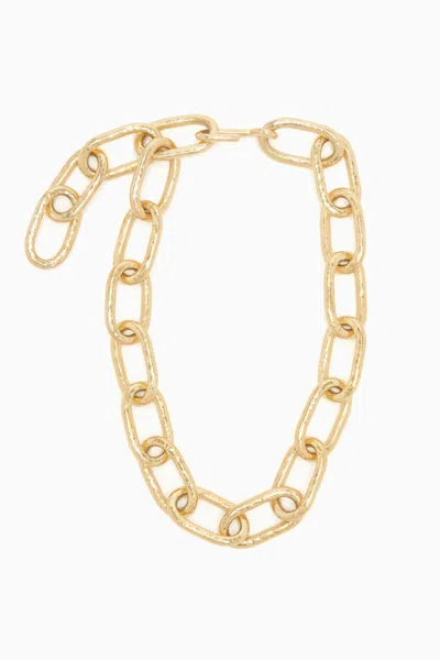 Shop Ulla Johnson Barbara Hand Hammered Chain Necklace In Gold
