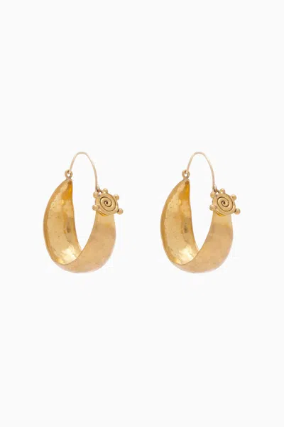 Shop Ulla Johnson Hammered Circle Hoop Earring In Brass