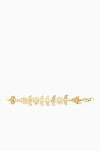 Shop Ulla Johnson Hand Hammered Chain Bracelet In Brass