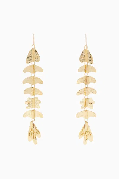 Shop Ulla Johnson Hand Hammered Chain Earring In Brass