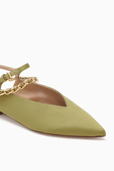 Shop Ulla Johnson Iman Pointed Flat In Olive