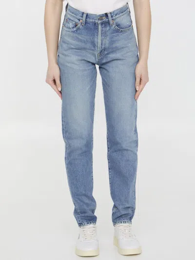 Shop Saint Laurent Button Detailed Skinny Jeans In Blu