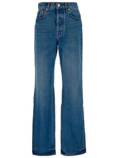 Shop Jacquemus Straight Leg Jeans In Blue/tabac 2