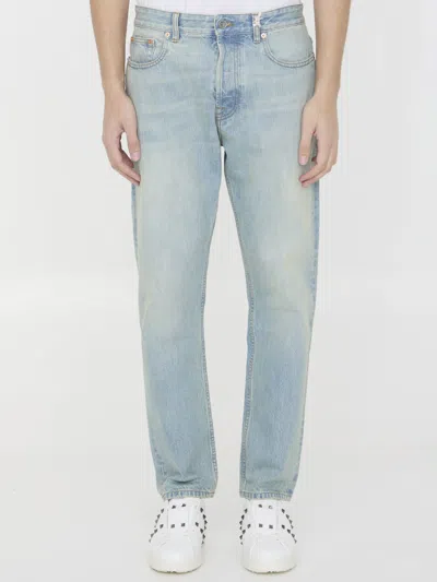Shop Valentino Jeans With Vlogo Signature In Clear Blue