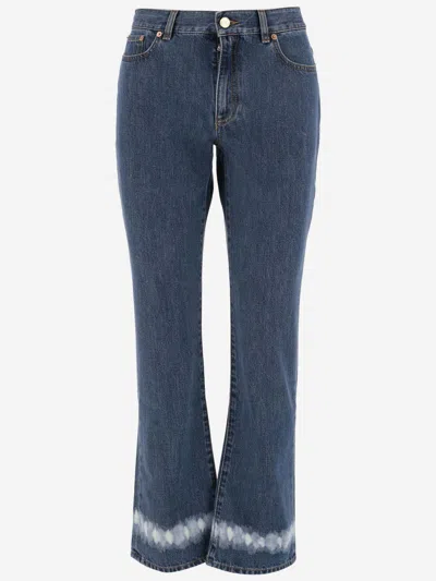 Shop Valentino Cotton Jeans With Vlogo In Denim