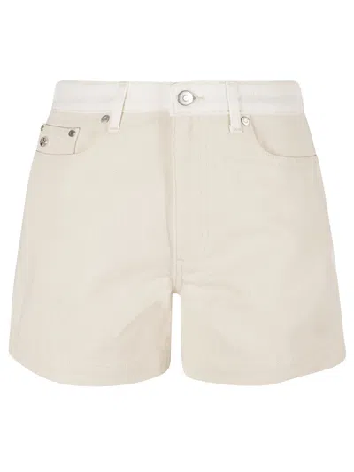 Shop Stella Mccartney Banana Denim Shorts In Ecru/white