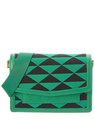 Shop Persaman New York Adeline Canvas & Leather Crossbody In Green