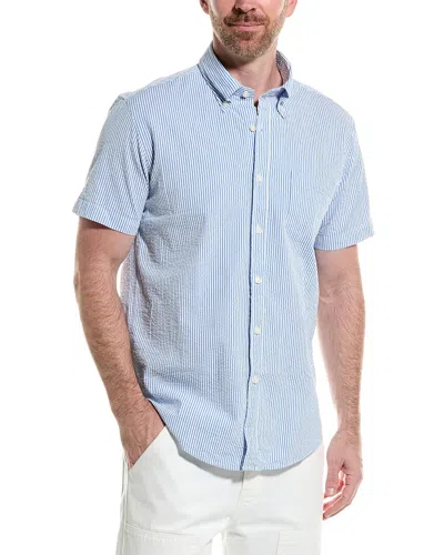 Shop Brooks Brothers Seersucker Regular Shirt In Blue