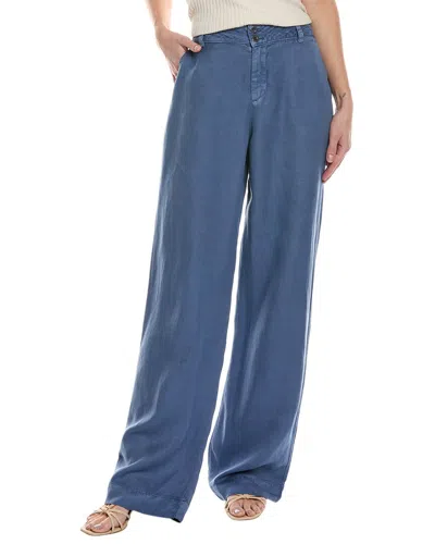 Shop Bella Dahl Clean Hem High Waist Linen-blend Pant In Blue