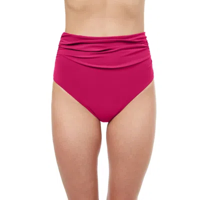 Shop Profile By Gottex Tutti Frutti High Waist Swim Bottom With Side Shirring In Red
