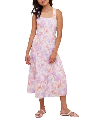 Shop Bella Dahl Scrunch Strap Tiered Linen Midi Dress In Multi
