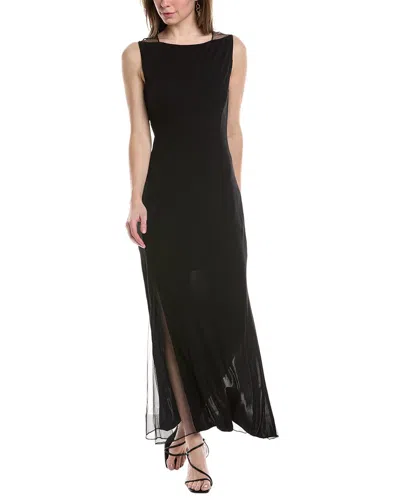 Shop Helmut Lang Sheer Insert Midi Dress In Black