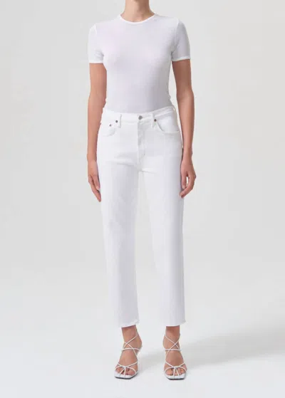 Shop Agolde Kye Mid Rise Straight Crop Jean In Cake In Multi