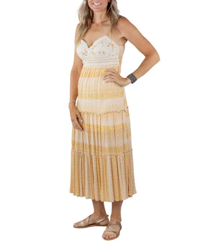 Timing Sienna Crochet Maxi Dress In Yellow In Yellow