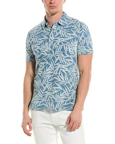 Shop Brooks Brothers Indigo Leaf Print Polo Shirt In Blue