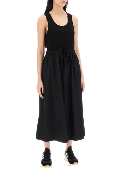 Shop Moncler Basic Two-tone Midi Dress In Black
