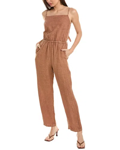 Shop Bella Dahl Tie Back Cami Linen Jumpsuit In Brown