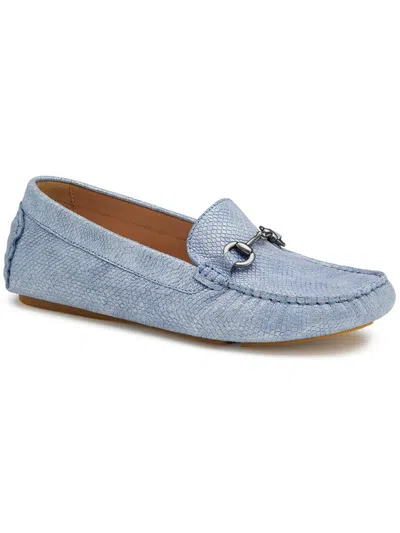 Shop Johnston & Murphy Maggie Womens Suede Driving Loafers In Blue