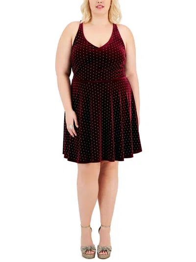 City Studio Plus Womens Velvet Knee Length Cocktail And Party Dress In Multi