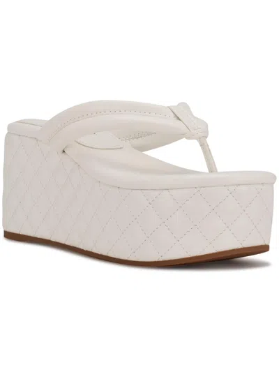 Shop Nine West Newya Womens Dressy Slip On Platform Sandals In White