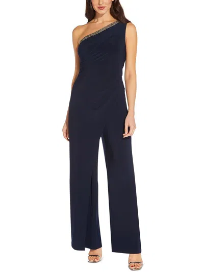 Shop Adrianna Papell Petites Womens Ruched Drapey Jumpsuit In Multi