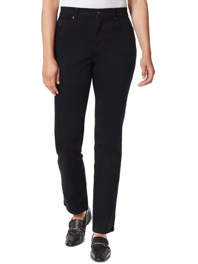 Shop Gloria Vanderbilt Petites Womens High Rise Solid Straight Leg Jeans In Black