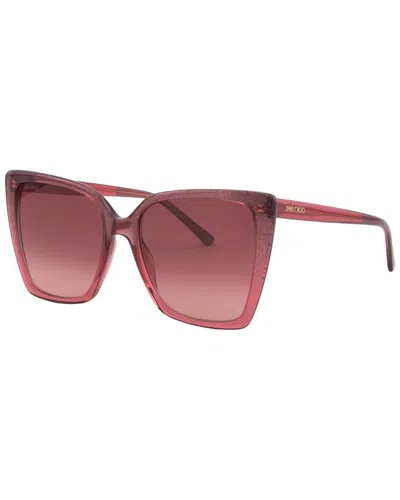 Shop Jimmy Choo Women's Lessie/s 56mm Sunglasses In Red